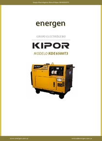 Grupo Electrógeno Diesel Kipor KDE6500T3 - Ficha Técnica