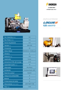 Grupo Electrógeno Diesel Logus 125BRa - Ficha Técnica