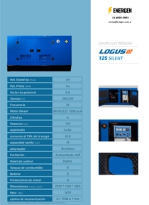 Grupo Electrógeno Diesel Logus 125BRs - Ficha Técnica