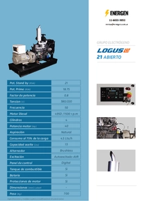 Grupo Electrógeno Diesel Logus 21BRa - Ficha Técnica