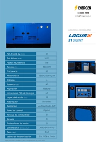 Grupo Electrógeno Diesel Logus 21BRs - Ficha Técnica