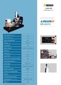 Grupo Electrógeno Diesel Logus 41BRa - Ficha Técnica