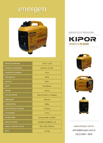 Grupo Electrógeno Inverter Kipor IG1000 - Folleto