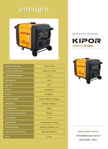 Grupo Electrógeno Inverter Kipor IG3000 - Folleto