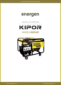 Grupo Electrógeno Nafta Kipor KGE12E - Ficha Técnica