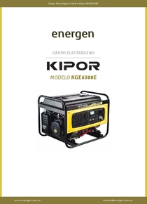 Grupo Electrógeno Nafta Kipor KGE6500E - Ficha Técnica