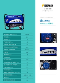 Grupo Electrógeno Nafta Lifan 5GF-3 - Ficha técnica