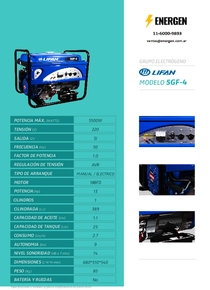 Grupo Electrógeno Nafta Lifan 5GF-4 - Ficha técnica