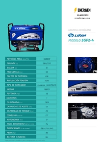 Grupo Electrógeno Nafta Lifan 5GF2-4 - Ficha técnica