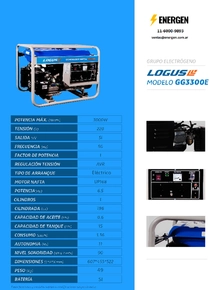 Grupo Electrógeno Nafta Logus GG3300E - Ficha técnica