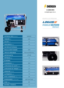 Grupo Electrógeno Nafta Logus GG7200Prm - Ficha técnica