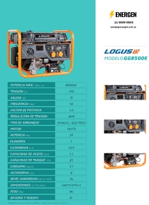 Grupo Electrógeno Nafta Logus GG8500EPrm - Ficha técnica