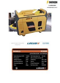 Grupo Electrógeno Inverter Logus GI2000 - Ficha Técnica