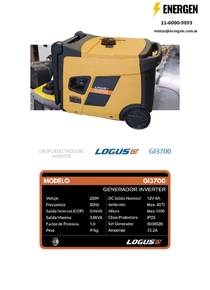 Grupo Electrógeno Inverter Logus GI3700 - Ficha Técnica