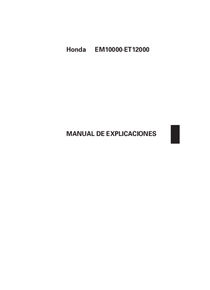 Grupo Electrógeno Nafta Honda ET12000 - Manual de Usuario