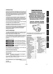 Motor Nafta Honda GX390QX - Manual de Usuario