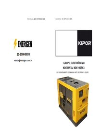 Grupo Electrógeno Diesel Kipor KDE19STA - Manual de Usuario