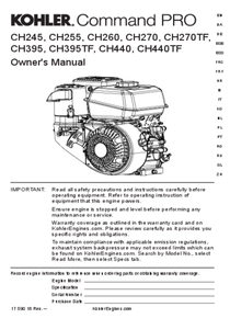 Motor Nafta Kohler CH395-0122 - Manual