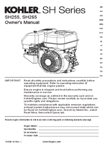 Motor Nafta Kohler SH265-0011 - Manual