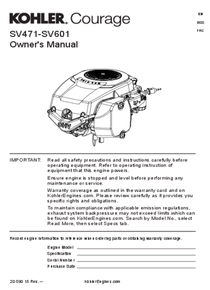 Motor Nafta Kohler SV471-3211 - Manual