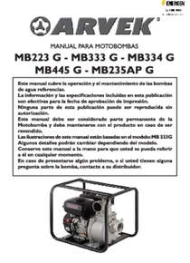 Motobomba Nafta Arvek MB 111G - Motobomba Nafta Arvek MB 111G Manual de Usuario