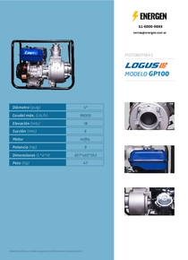 Motobomba Nafta Logus GP100 - Ficha Técnica