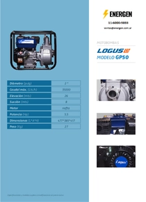 Motobomba Nafta Logus GP50 - Ficha Técnica