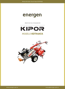 Motocultivador Diesel Kipor KDT910R - Ficha Técnica