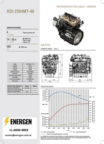 Motor Diesel Kohler KDI 2504MT-40 - Ficha Técnica