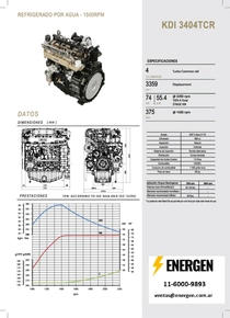 Motor Diesel Kohler KDI 3404TCR - Ficha Técnica