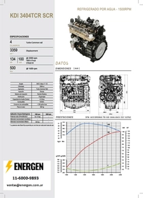 Motor Diesel Kohler KDI 3404TCR SRC - Ficha Técnica