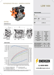 Motor Diesel Lombardini LDW 1404 - Ficha Técnica