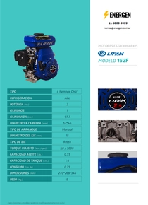 Motor Nafta Lifan 152-F - Ficha Técnica