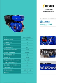 Motor Nafta Lifan 177-F - Ficha Técnica