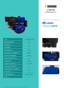 Motor Nafta Lifan 188-FD - Ficha Técnica