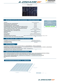 Panel Solar Logus PSL 285 - Ficha Técnica