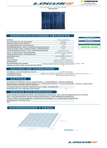 Panel Solar Logus PSL 340 - Ficha Técnica