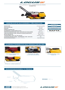 Plancha Vibradora Logus C95TH - Ficha Técnica