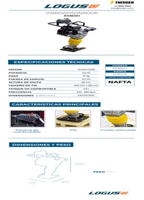 Vibroapisonador Logus RM80H - Ficha Técnica